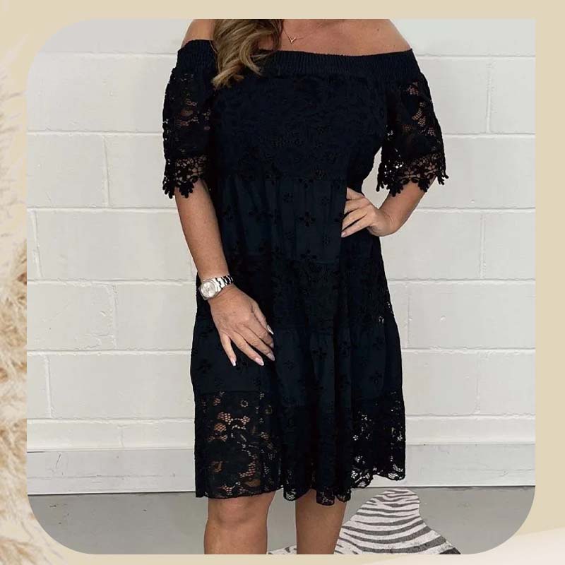 🔥👗Sukienka bez ramiączek z koronkowymi, ażurowymi wstawkami dla kobiet
