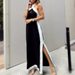 🔥👗 Damska sukienka maxi bez dekoltu z rozcięciem na plecach