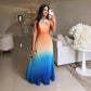 🔥👗Damska sukienka plisowana typu halter w kolorze gradientowym