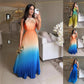🔥👗Damska sukienka plisowana typu halter w kolorze gradientowym