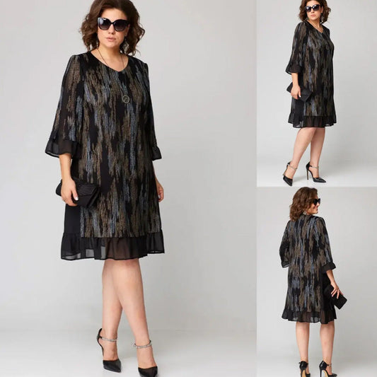 🔥👗Damskie luźne sukienki w pionowe paski Plus Size Plus Size