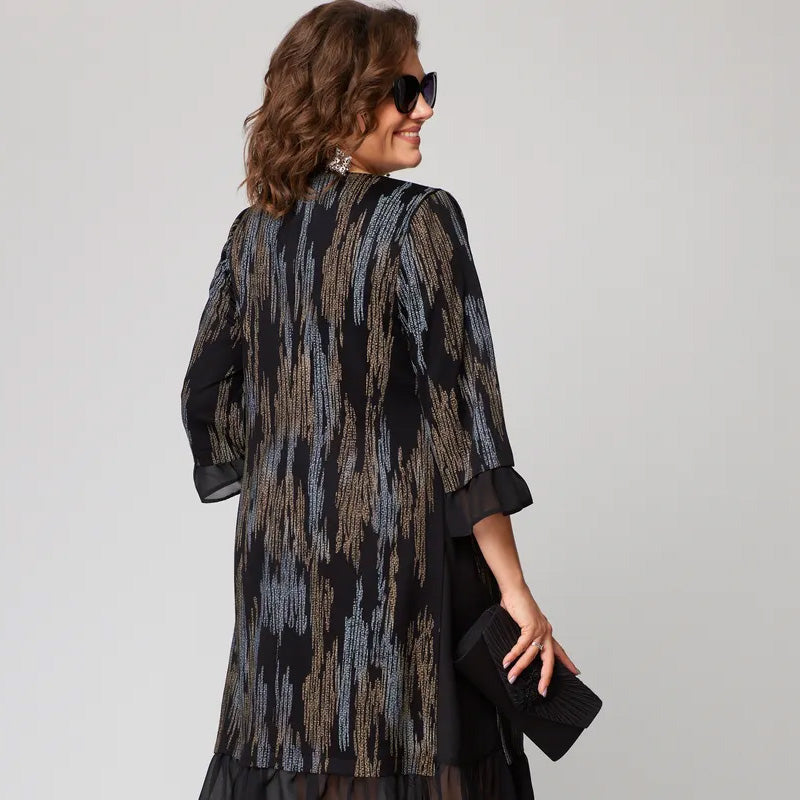 🔥👗Damskie luźne sukienki w pionowe paski Plus Size Plus Size