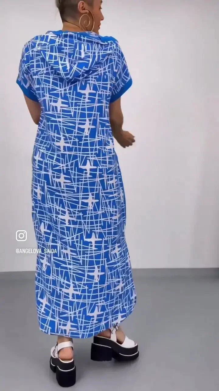 🔥👗Zapinana na zamek sukienka maxi z kapturem