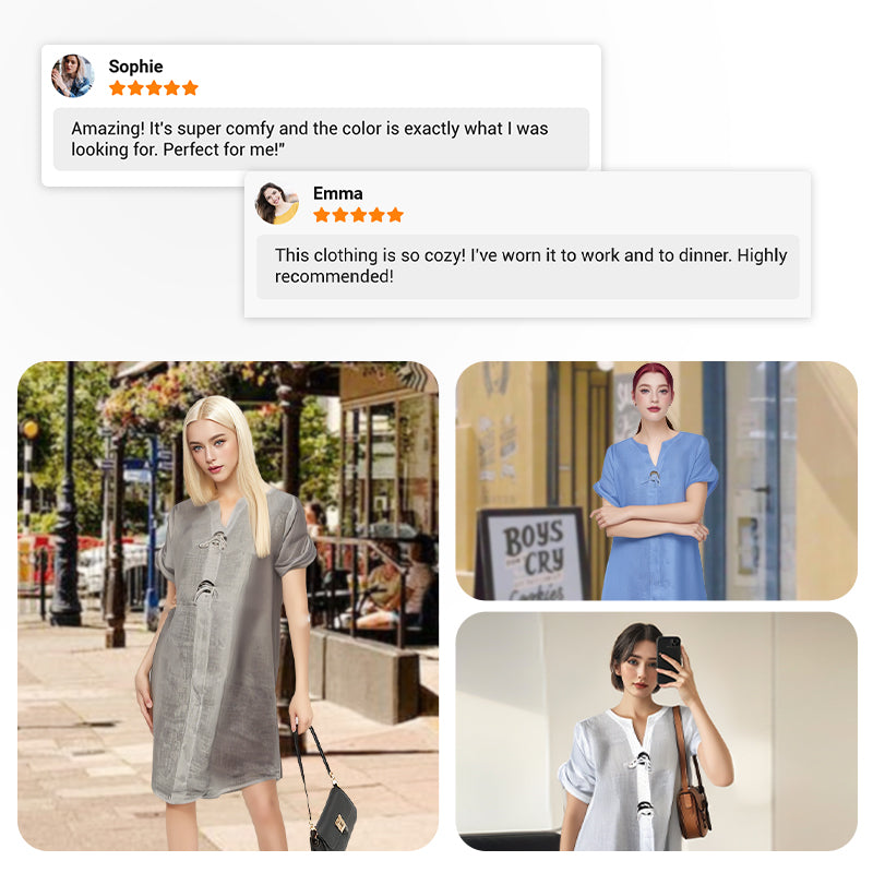 🔥👗Swobodna sukienka tunika zapinana na guziki w dużym rozmiarze