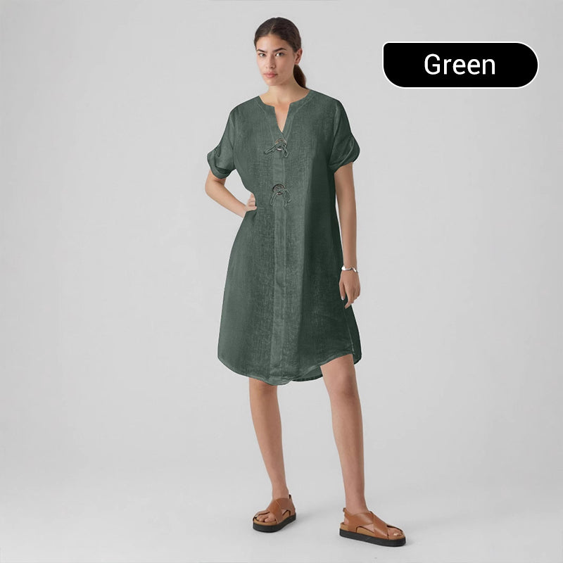 🔥👗Swobodna sukienka tunika zapinana na guziki w dużym rozmiarze