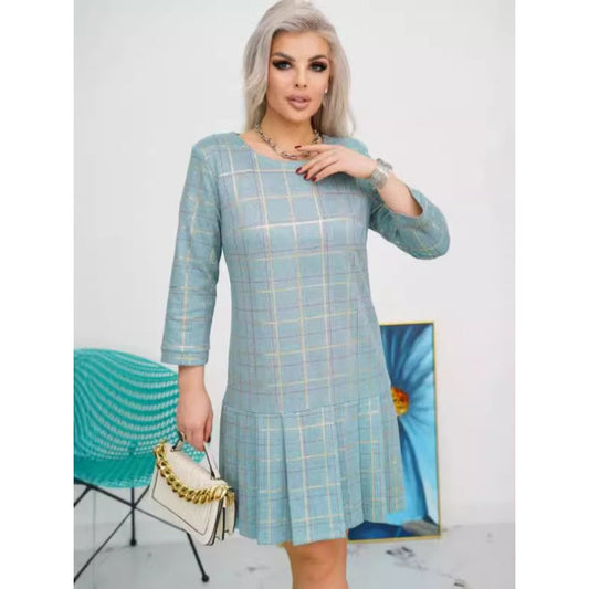 🔥👗Elegancka sukienka z okrągłym plisowanym dekoltem