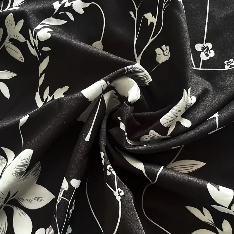 🔥👚Damska bluzka bez rękawów z dekoltem w serek i nadrukiem kwiatowym