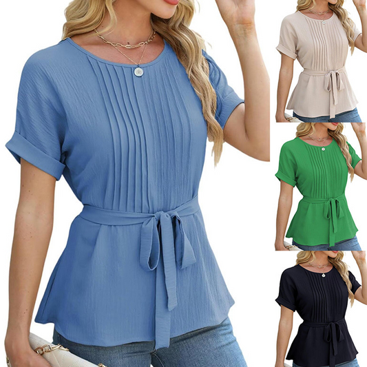 🔥👚Damski top z wiązaniem w talii i baskinką