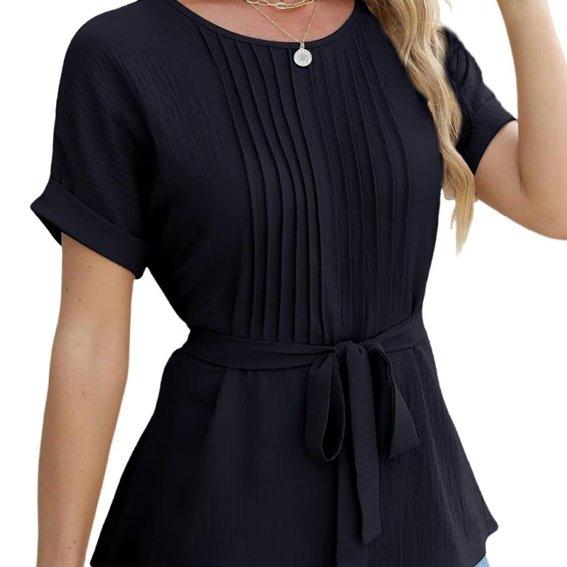 🔥👚Damski top z wiązaniem w talii i baskinką