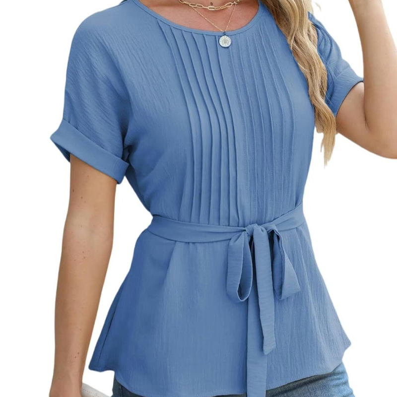 🔥👚Damski top z wiązaniem w talii i baskinką