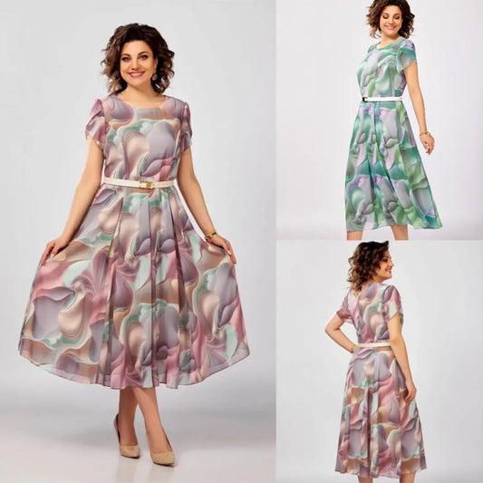 🔥👗Elegancka sukienka w kwiaty (z paskiem)