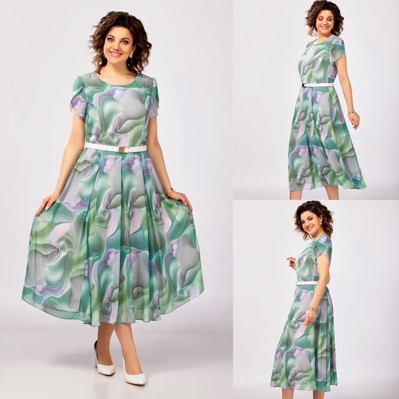 🔥👗Elegancka sukienka w kwiaty (z paskiem)