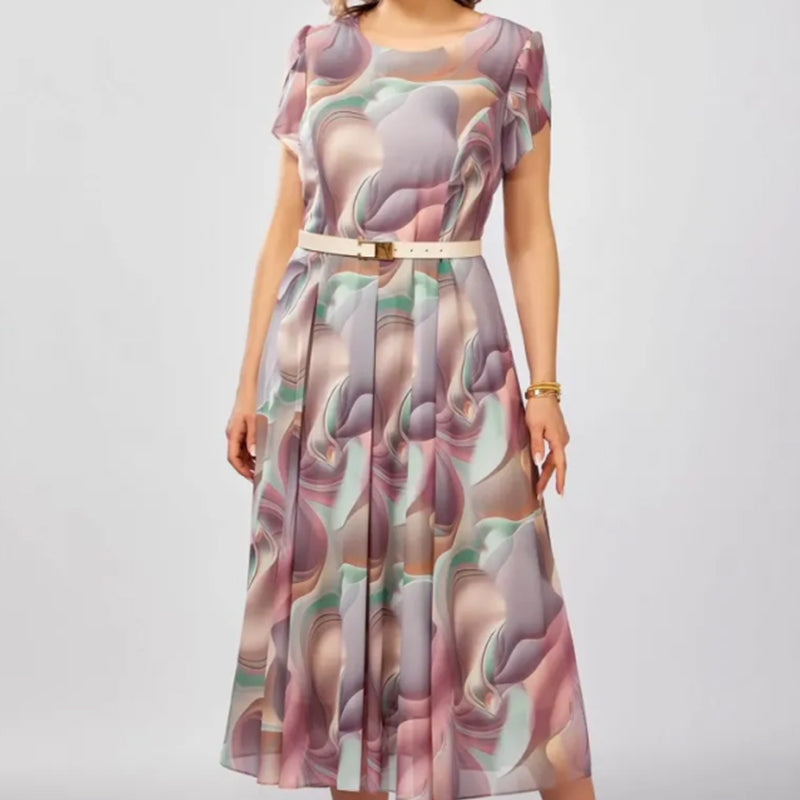 🔥👗Elegancka sukienka w kwiaty (z paskiem)