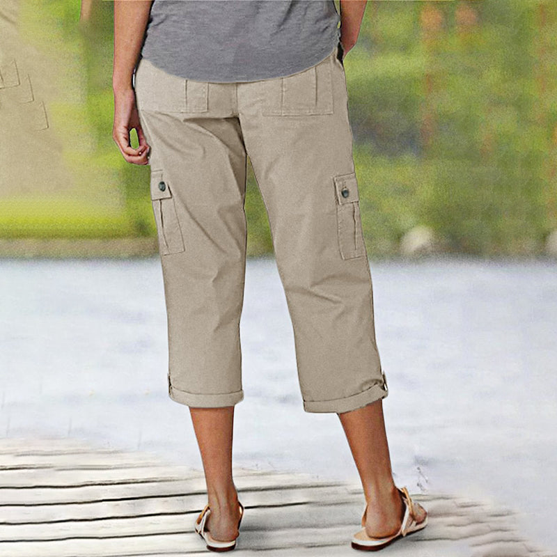 🔥👖Spodnie Cargo Capri z wieloma kieszeniami w jednolitym kolorze