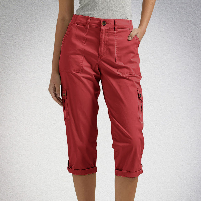 🔥👖Spodnie Cargo Capri z wieloma kieszeniami w jednolitym kolorze
