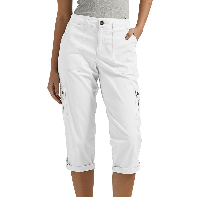 🔥👖Spodnie Cargo Capri z wieloma kieszeniami w jednolitym kolorze
