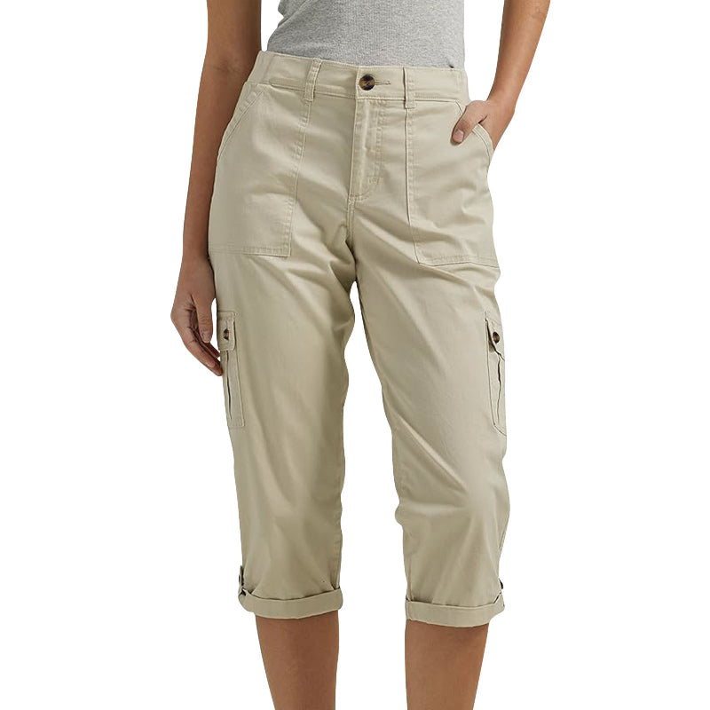 🔥👖Spodnie Cargo Capri z wieloma kieszeniami w jednolitym kolorze