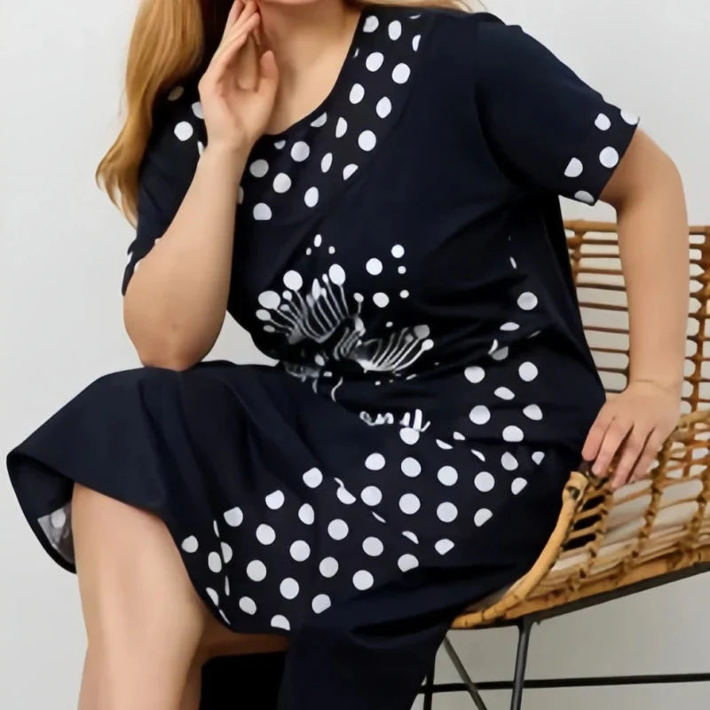 🔥👗Letnie luźne sukienki damskie z krótkim rękawem i nadrukiem w kształcie litery A