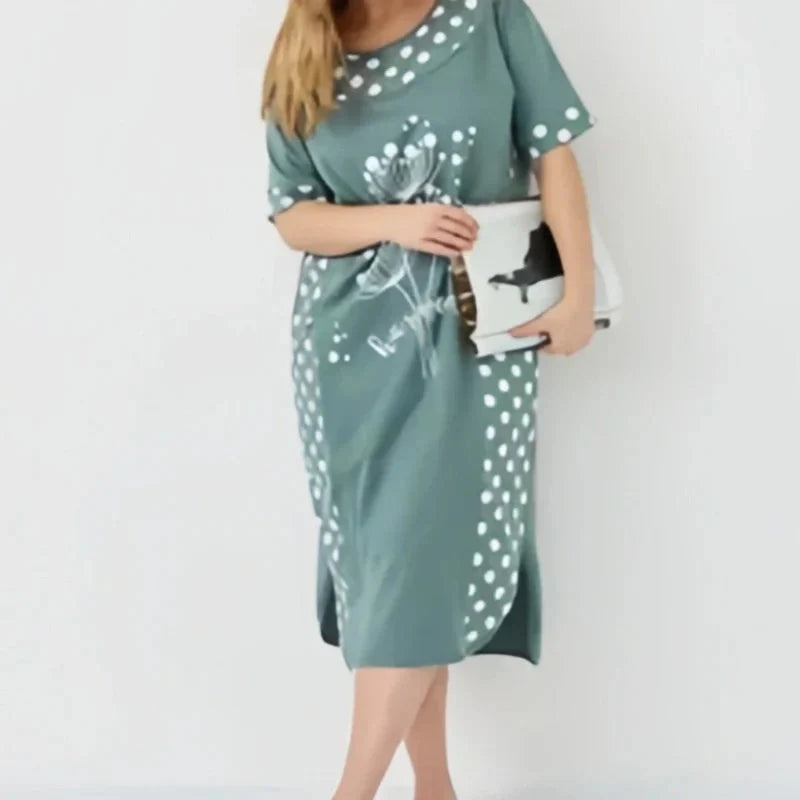 🔥👗Letnie luźne sukienki damskie z krótkim rękawem i nadrukiem w kształcie litery A