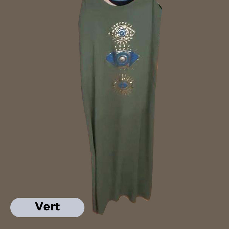 🔥👗Damska długa sukienka bez rękawów z wzorem w oczy