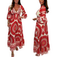 🔥👗Damska sukienka maxi w stylu retro boho z głębokim dekoltem w serek【Elastyczna talia, odpowiednia na każdą okazję】