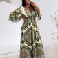 🔥👗Damska sukienka maxi w stylu retro boho z głębokim dekoltem w serek【Elastyczna talia, odpowiednia na każdą okazję】