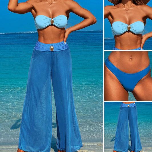 🔥👙Damski 3-częściowy strój kąpielowy - top, figi i spodnie plażowe
