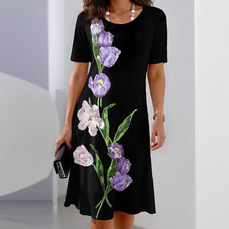 🔥👗Elegancka luźna sukienka z kwiatowym nadrukiem