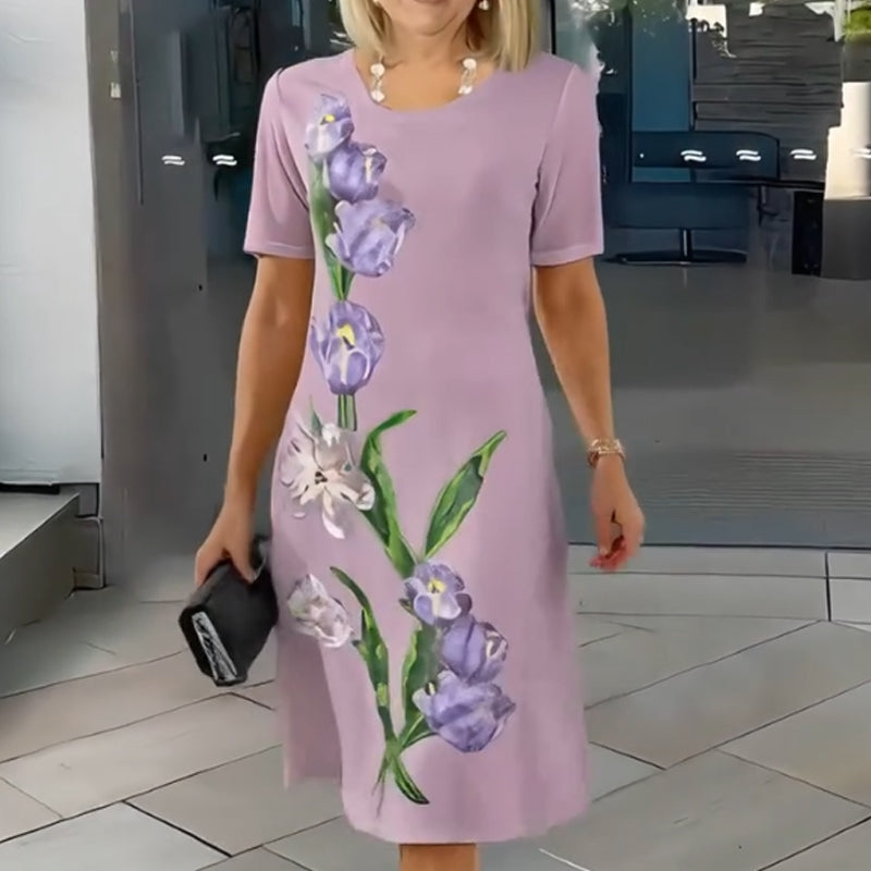 🔥👗Elegancka luźna sukienka z kwiatowym nadrukiem