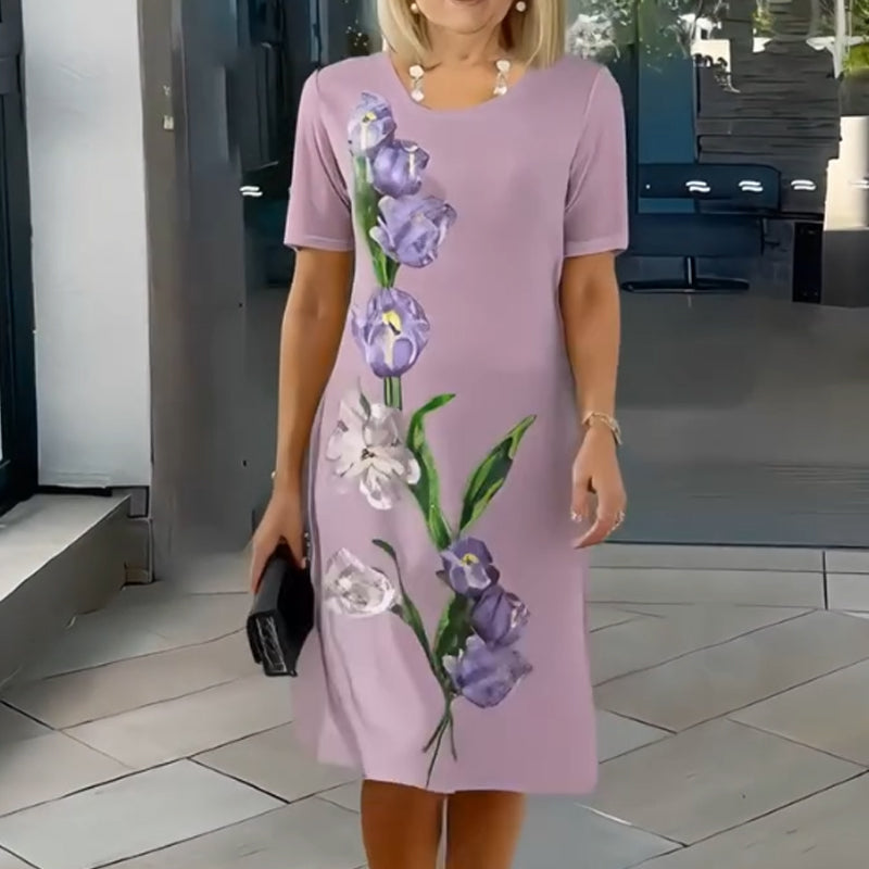 🔥👗Elegancka luźna sukienka z kwiatowym nadrukiem