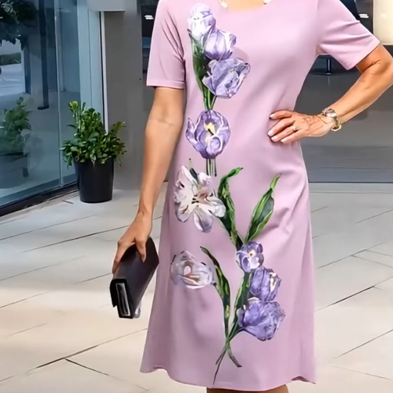🔥👗Elegancka luźna sukienka z kwiatowym nadrukiem