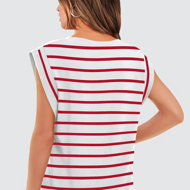 🔥👚Modny damski top w paski bez rękawów – Uniwersalny styl!