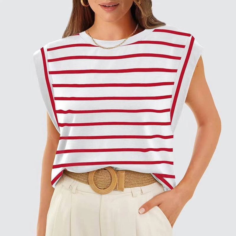 🔥👚Modny damski top w paski bez rękawów – Uniwersalny styl!