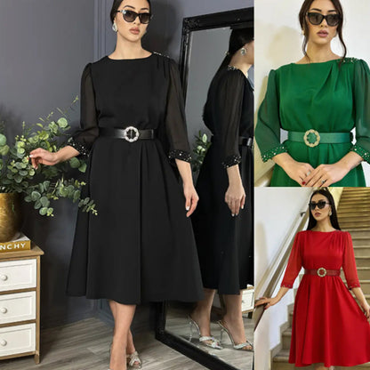 🔥👗Eleganckie sukienki damskie z cekinami i rękawami 3/4
