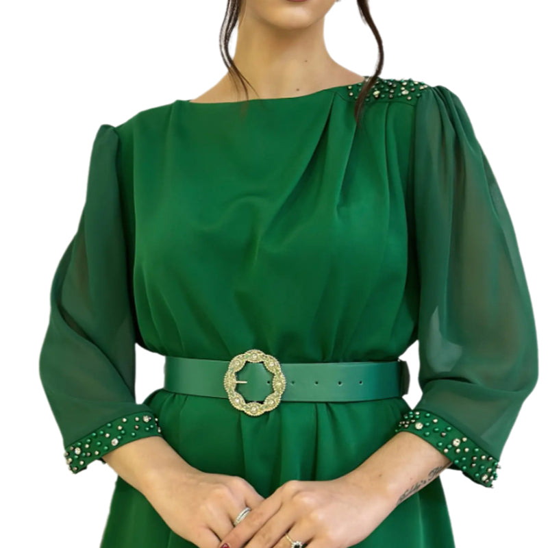 🔥👗Eleganckie sukienki damskie z cekinami i rękawami 3/4