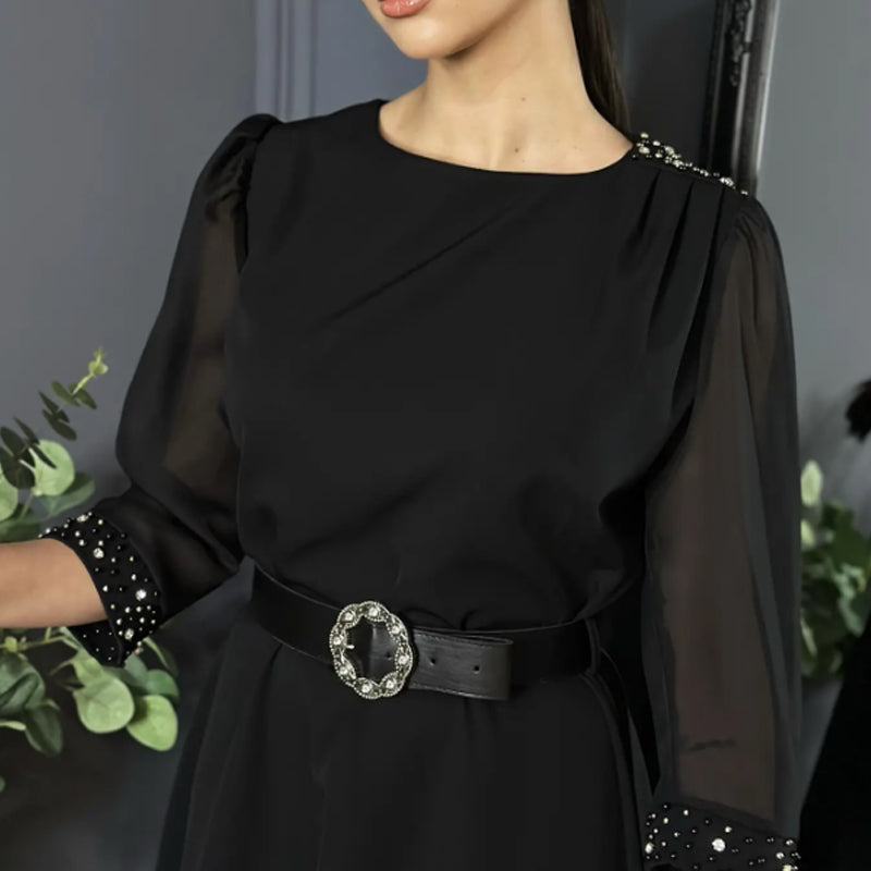 🔥👗Eleganckie sukienki damskie z cekinami i rękawami 3/4