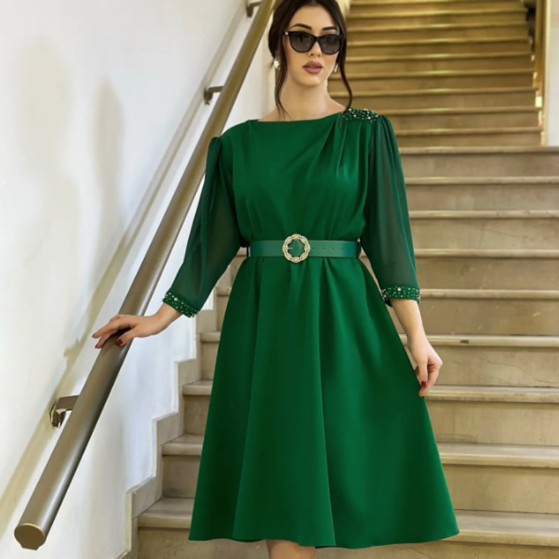 🔥👗Eleganckie sukienki damskie z cekinami i rękawami 3/4