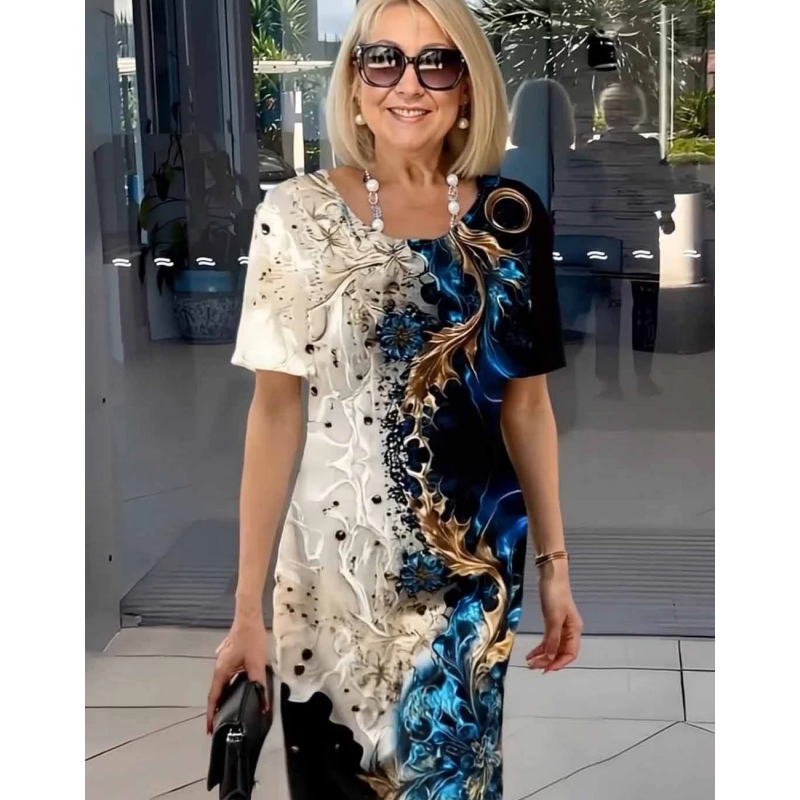 🔥👗Luźna letnia sukienka damska z kwiatowym wzorem 3D