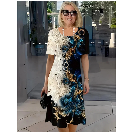 🔥👗Luźna letnia sukienka damska z kwiatowym wzorem 3D