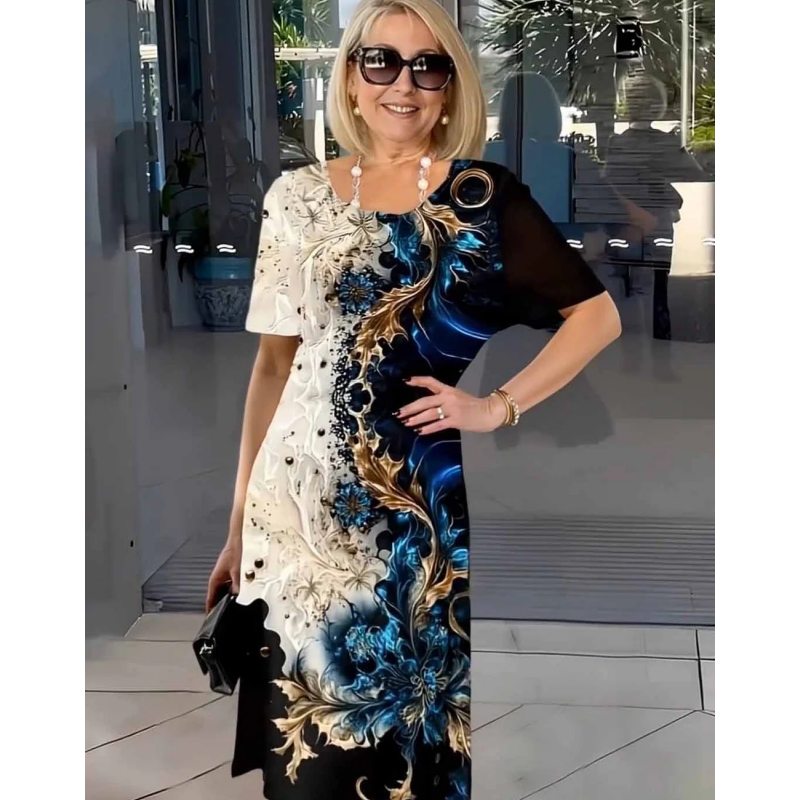 🔥👗Luźna letnia sukienka damska z kwiatowym wzorem 3D