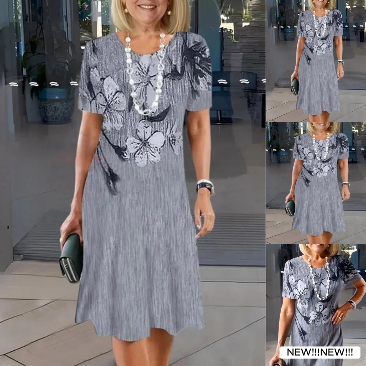 🔥👗Damska sukienka casualowa z okrągłym dekoltem i nadrukiem