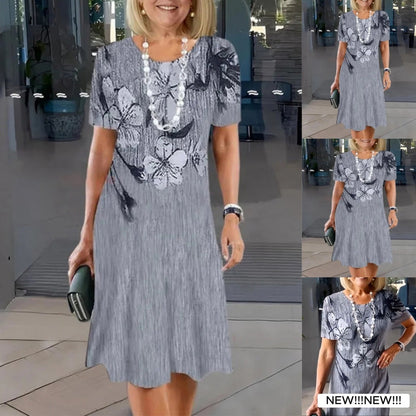 🔥👗Damska sukienka casualowa z okrągłym dekoltem i nadrukiem