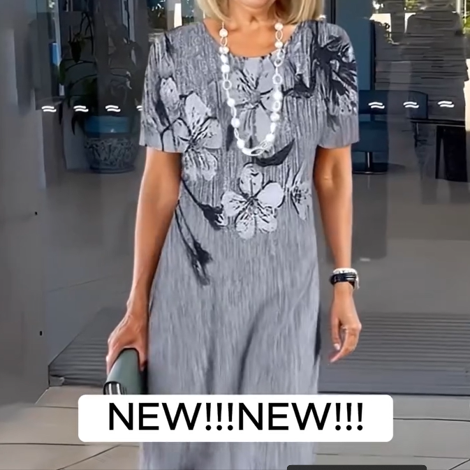 🔥👗Damska sukienka casualowa z okrągłym dekoltem i nadrukiem