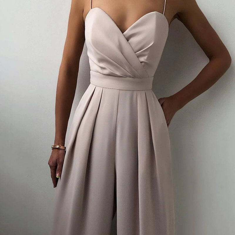 💃Hot Sale 49% OFF🎁Women's Solid Color Camisole Waist-slimming Straight Jumpsuit