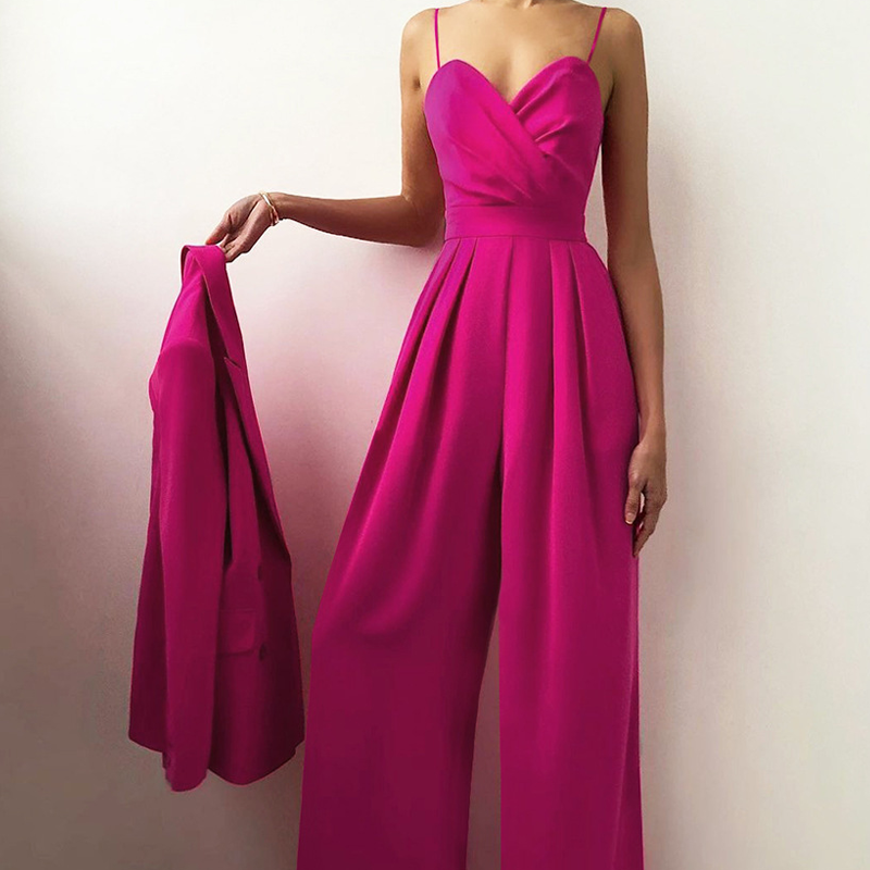 💃Hot Sale 49% OFF🎁Women's Solid Color Camisole Waist-slimming Straight Jumpsuit