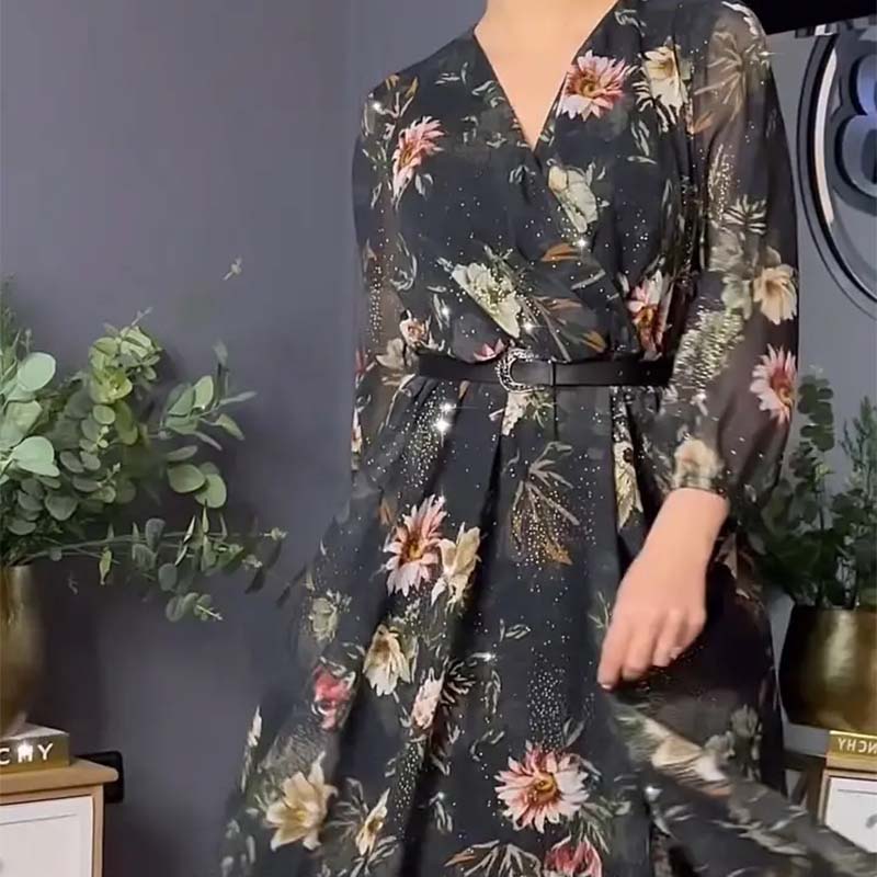 🔥👗Czarna sukienka damska z nadrukiem
