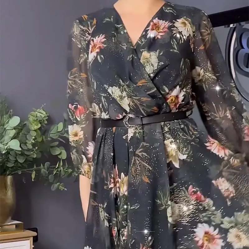 🔥👗Czarna sukienka damska z nadrukiem