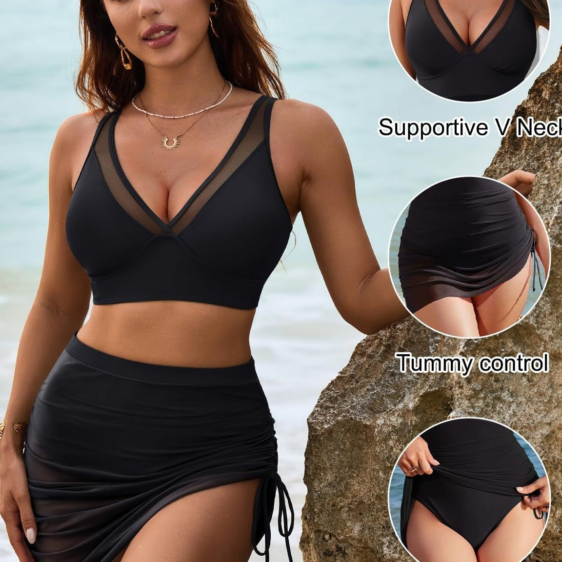 🔥👙Komplet bikini z siateczki z wysokim stanem dla kobiet