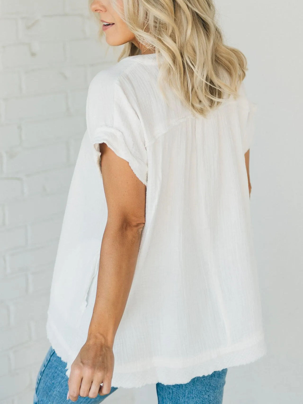 🔥👚Jednokolorowa bawełniana lniana luźna koszulka z krótkim rękawem