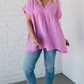🔥👚Jednokolorowa bawełniana lniana luźna koszulka z krótkim rękawem